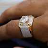 2 carat IGI Certified Portuguese Cut Lab Grown Diamond Men's Ring in 18kt Gold