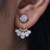 Elegant Round Lab Grown Diamond Stud & Pear Fan Jacket Earrings in 14K Gold Earrings
