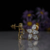 Luxury Floral Pear Lab Grown Diamond Stud 14K Yellow Gold Earring