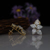 Luxury Floral Pear Lab Grown Diamond Stud 14K Yellow Gold Earring
