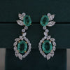 Russion Stone & Marquise , Round Lab Grown Diamond Drop Earrings in 18K Gold | Designer Bridal Earrings