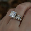 Luxury Two Tone Lab Grown Diamond Bridal Ring Set | Round Solitaire Engagement Ring