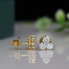 Cluster Round Lab Grown Diamond Stud Earrings in 14K Yellow Gold for Women
