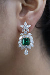 Lab-Grown Diamond Earrings with Green Emerald