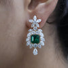 Lab-Grown Diamond Earrings with Green Emerald