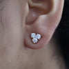 Cluster Round Lab Grown Diamond Stud Earrings in 14K Yellow Gold for Women