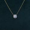 1.28 CT D VS1 IGI Round Shape Halo Diamond Pendant with Chain
