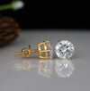 3.0CT Each Round Lab Grown Diamond Stud Earrings in 18K Gold | Classic Solitaire Studs
