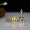 3.0CT Each Round Lab Grown Diamond Stud Earrings in 18K Gold | Classic Solitaire Studs