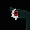 Red Emerald-Cut Center Lab-Grown Diamond Earrings with Marquise Side Stones