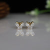 Butterfly Marquise & Round Lab Grown Diamond Stud Earrings in 14K Yellow Gold