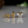 Butterfly Marquise & Round Lab Grown Diamond Stud Earrings in 14K Yellow Gold