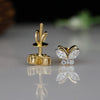 Butterfly Marquise & Round Lab Grown Diamond Stud Earrings in 14K Yellow Gold
