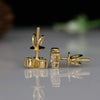 Butterfly Marquise & Round Lab Grown Diamond Stud Earrings in 14K Yellow Gold