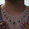 Luxury Russion Emerald & Lab Diamond Bridal Necklace Set – 14K Gold