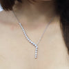 Lab Grown Diamond Y Necklace Drop Pendant | Elegant  Necklace in 10K White Gold