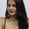 Lab Grown Diamond Y Necklace Drop Pendant | Elegant  Necklace in 10K White Gold