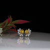 Lab-Grown Diamond Earrings Marquise &amp; Round Cut with Yellow Accent Stone