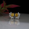 Lab-Grown Diamond Earrings Marquise &amp; Round Cut with Yellow Accent Stone
