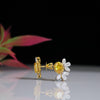 Lab-Grown Diamond Earrings Marquise &amp; Round Cut with Yellow Accent Stone