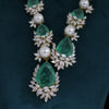 Designer Emerald & Pearl Necklace with Lab Grown Diamond Clusters | Fine Jewelry