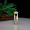 3 Carat Lab-Grown Diamond Solitaire Ring – Triple Row Pave Shank in Gold