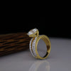 3 Carat Lab-Grown Diamond Solitaire Ring – Triple Row Pave Shank in Gold