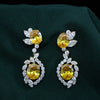 Elegant Marquise &amp; Round Lab-Grown Diamond Earrings Featuring Yellow Center Stone
