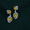 Elegant Marquise &amp; Round Lab-Grown Diamond Earrings Featuring Yellow Center Stone