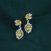 Elegant Marquise &amp; Round Lab-Grown Diamond Earrings Featuring Yellow Center Stone