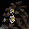 Elegant Marquise &amp; Round Lab-Grown Diamond Earrings Featuring Yellow Center Stone