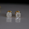 Cushion Cut Lab Grown Diamond Solitaire Studs Earrings – 14K Gold