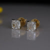 Cushion Cut Lab Grown Diamond Solitaire Studs Earrings – 14K Gold