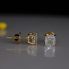 Cushion Cut Lab Grown Diamond Solitaire Studs Earrings – 14K Gold