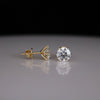 2.0 CT Each Round Solitaire Lab Grown Diamond Stud Earrings – Classic 6 Prong 14K Gold Studs