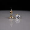 2.0 CT Each Round Solitaire Lab Grown Diamond Stud Earrings – Classic 6 Prong 14K Gold Studs