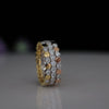 Round Lab Grown Diamond Hexagon Shape Ring Set 14K Rose Gold Wedding Band
