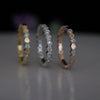Round Lab Grown Diamond Hexagon Shape Ring Set 14K Rose Gold Wedding Band