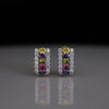 Rainbow Gemstone & Lab Grown Diamond Hoop Earrings in 14K Yellow Gold