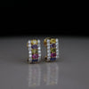Rainbow Gemstone & Lab Grown Diamond Hoop Earrings in 14K Yellow Gold