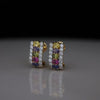 Rainbow Gemstone & Lab Grown Diamond Hoop Earrings in 14K Yellow Gold