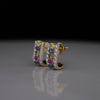 Rainbow Gemstone & Lab Grown Diamond Hoop Earrings in 14K Yellow Gold