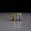 Rainbow Gemstone & Lab Grown Diamond Hoop Earrings in 14K Yellow Gold