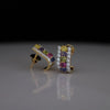 Rainbow Gemstone & Lab Grown Diamond Hoop Earrings in 14K Yellow Gold