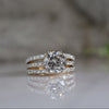 3 Carat Lab-Grown Diamond Solitaire Ring - Triple Row Pave Shank in Gold