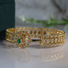 Luxury Gold Open Bangle  with Green Stone & Lab Grown Diamond Design | Elegant Bridal Jewelry Gift for Women