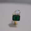 Emerald Onex & Pear Cut Lab Grown Diamond Ring – Two Stone Toi et Moi 14K Gold Ring