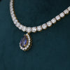 Luxury Lab Grown Diamond Tennis Necklace with Changeable Gemstone Pendant  Gold Jewelry