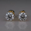 1.0 CT Each  Lab Grown Diamond Stud Earrings Round Cut 14K Yellow Gold | IGI Certified