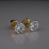 1.0 CT Each  Lab Grown Diamond Stud Earrings Round Cut 14K Yellow Gold | IGI Certified